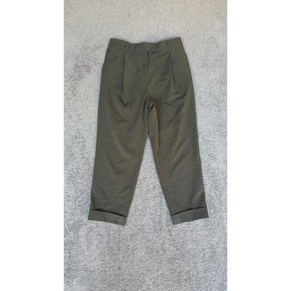 COS Olive Green Pleated Tapered Cuffed Trousers High Rise Pants EUR 40 US 10